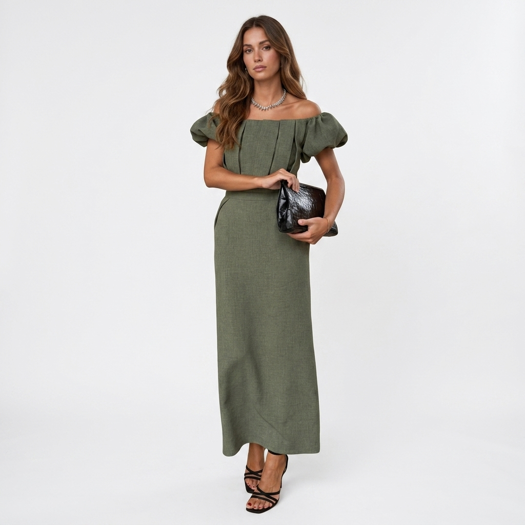 Jasmine - Vestido midi con cintura marcada
