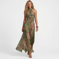 Theia - Vestido largo floral verde